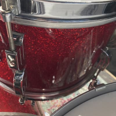 Frankie Banali's Quiet Riot - Leedy & Ludwig Restored 6-Piece Set, 24", 20", 16", 13", 12", 14x5" Matching Snare! Immaculate 1950-1955 - Sparkling Red Pearl image 13