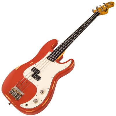 Vintage V4 ICON Bass ~ Distressed Firenza Red image 3