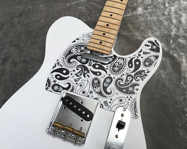 Custom Black & White Embossed Paisley Bakelite Pickguard Fender®  Telecaster® Tele® 8 or 5 hole