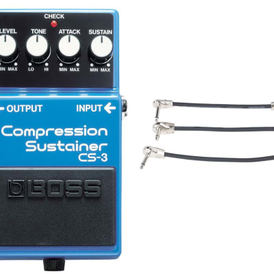 Boss CS-3 Compression Sustainer Pedal + Gator Patch Cable 3 Pack for sale