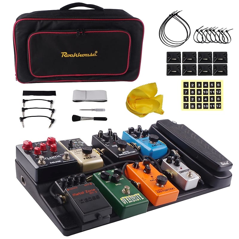  Pedal Board,With Completely Isolated Power Supply ,19*5 Inch  1.8 LB Aluminium Alloy Guitar Pedalboard, Included Carrying Bag , Pedal  Cable,Adapter,40*1.2 Inch Self Adhesive Hook Loop Tape,Cable Ties : Musical  Instruments