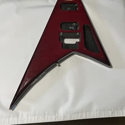 2005 MIJ Jackson RR3 RR Rhoads V Red Flame Guitar Body Floyd Tremolo Ready image 2