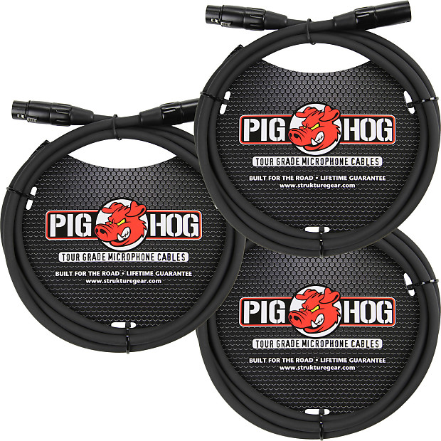 5X Pig Hog Tour Grade 18.5ft 1/4 Inch-1/4 Inch Cables - Straight To Right Angle