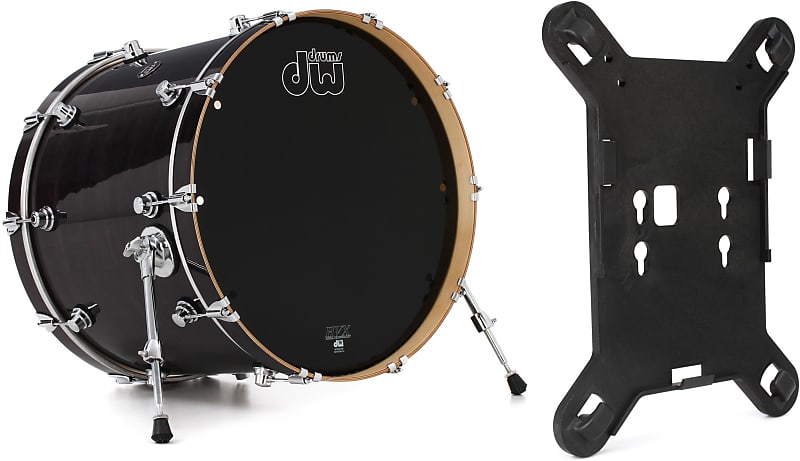 DW Performance Series Bass Drum - 18 x 22 inch - Ebony Stain Lacquer  Bundle with Kelly Concepts Kelly SHU FLATZ System for Shure Beta 91 / 91A image 1