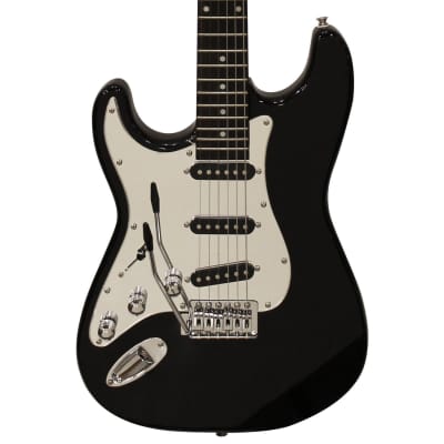 Sawtooth Left-Handed Black ES Series Electric Guitar w/ Chrome Pickguard - Includes: Accessories, Amp & Gig Bag image 9