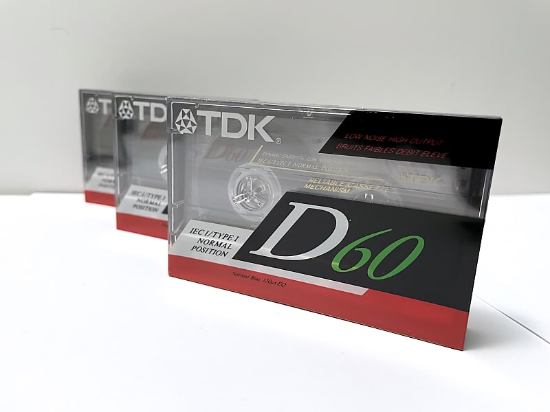 3 TDK D60 Cassette Tapes - Brand New, Sealed  			