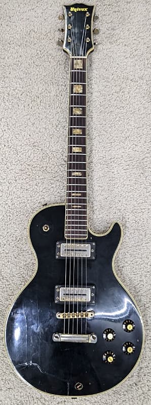 Very Cool Vintage Univox LP Style Cutaway Electric Guitar w/Case, Black - 1970s? image 1