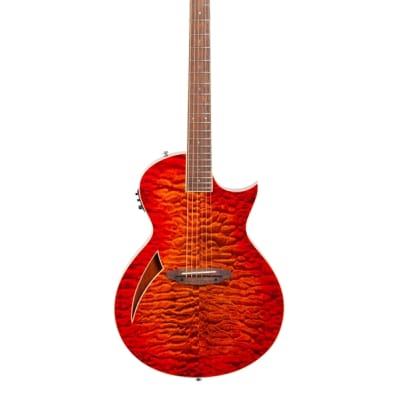 ESP LTD TL6QM Acoustic Electric Thinline Guitar Tiger Eye image 2