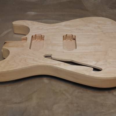 Unfinished Jackson Dinky Style Super Strat Body 2 Piece Alder with a Figured Birdseye Maple 2 Piece Top Double Humbucker Pickup Routes 3 Pounds 1.7 Ounces Chambered Semi-Hollow Very Light! image 9