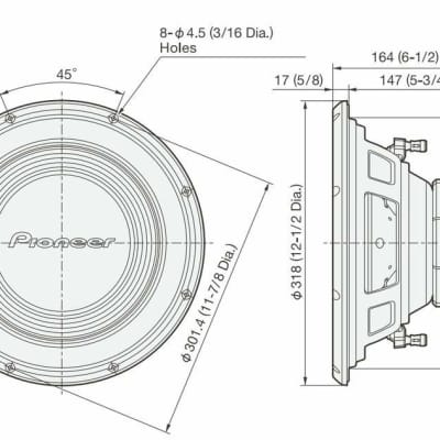 Subwoofer Pasivo Pioneer TS-A300D4 12 pulgadas 1500W máximo 4 Ohms