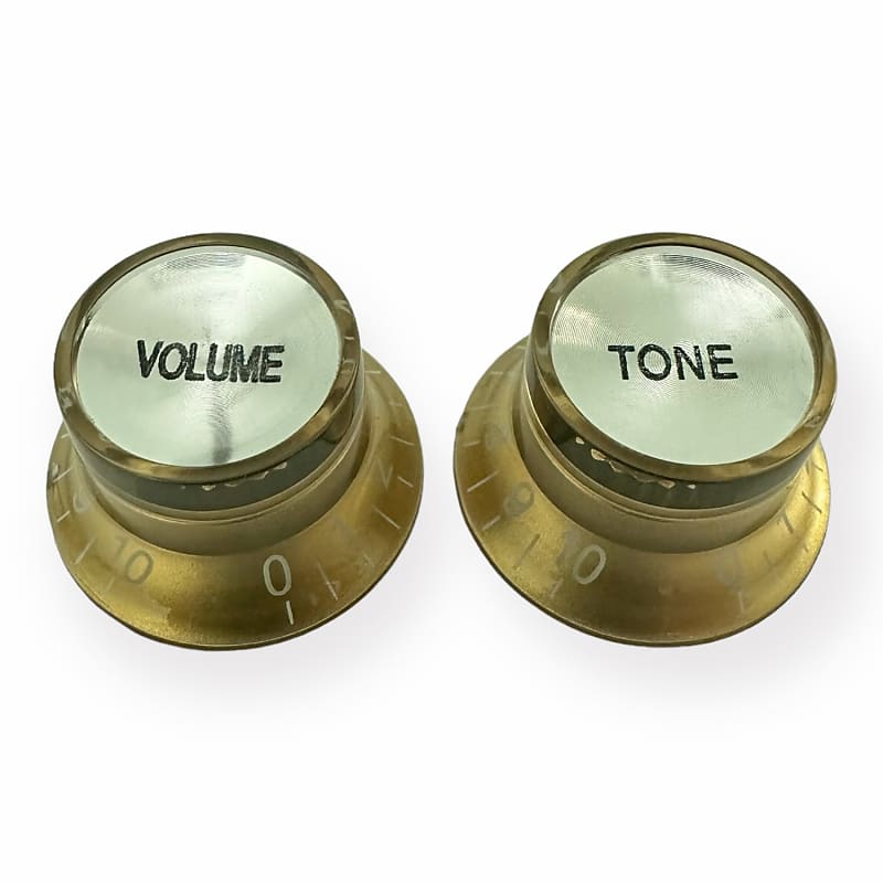 AxLabs Gold Top Hat Volume Knob With White Font 1 Volume / Reverb