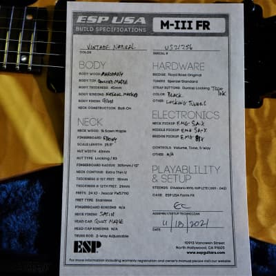 ESP USA M-III FR  Vintage Natural 6-String Electric Guitar w/ Black Tolex Case (2021) image 13