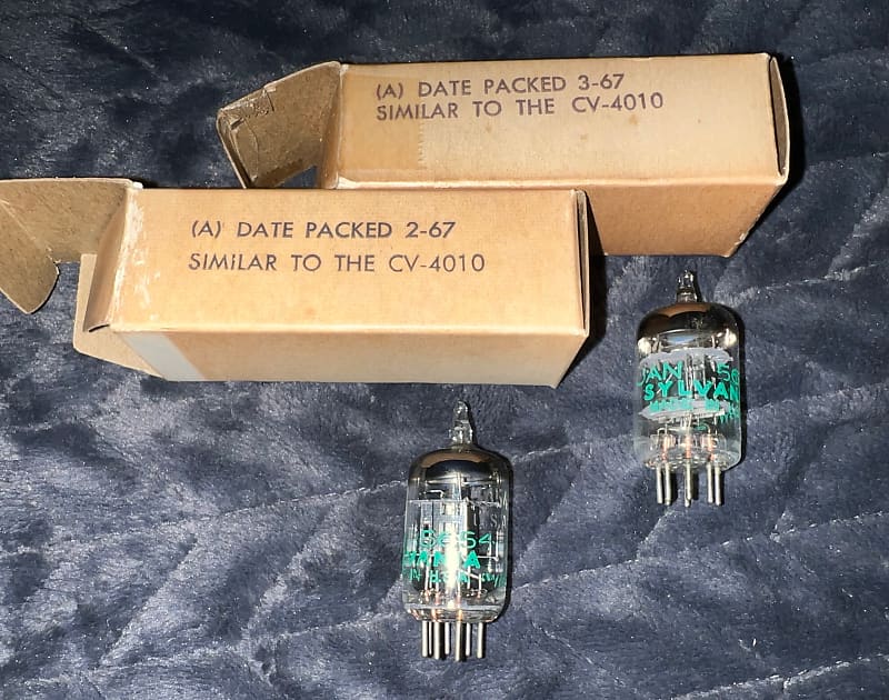 1967 Sylvania Mil Spec JAN-5654/6AK5 Matched Pair for Little Dot MKII Headphone Amplifier. NOS!  			