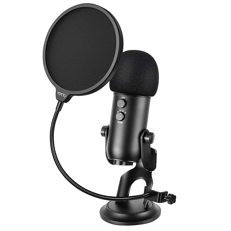 Yotto Microphone Pop Filter For Blue Yeti And Any Other Microphone,Dual  Layered Wind Pop Screen With 360°Gooseneck & Mic Cover Foam Windscreen For  Blue Yeti,Yeti Pro Condenser Microphone,2 In 1 Pack