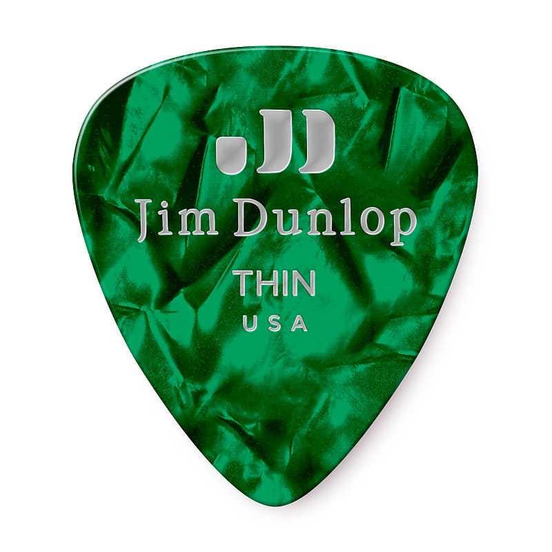 Dunlop Geniune Celluloid Classics Picks (12 Pack, Thin, Green Pearl) image 1
