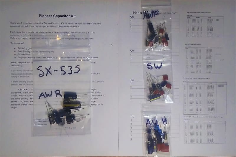 Pioneer A-757  Restoration kit. Caps, Trimmers, Transistors. Quality parts at a Great Price! image 1