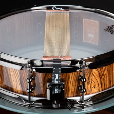 Seven Six Drum Company 4x14  Vented Zebrawood Piccolo Custom Snare Drum 2022 Zebra Gloss Polyester image 4