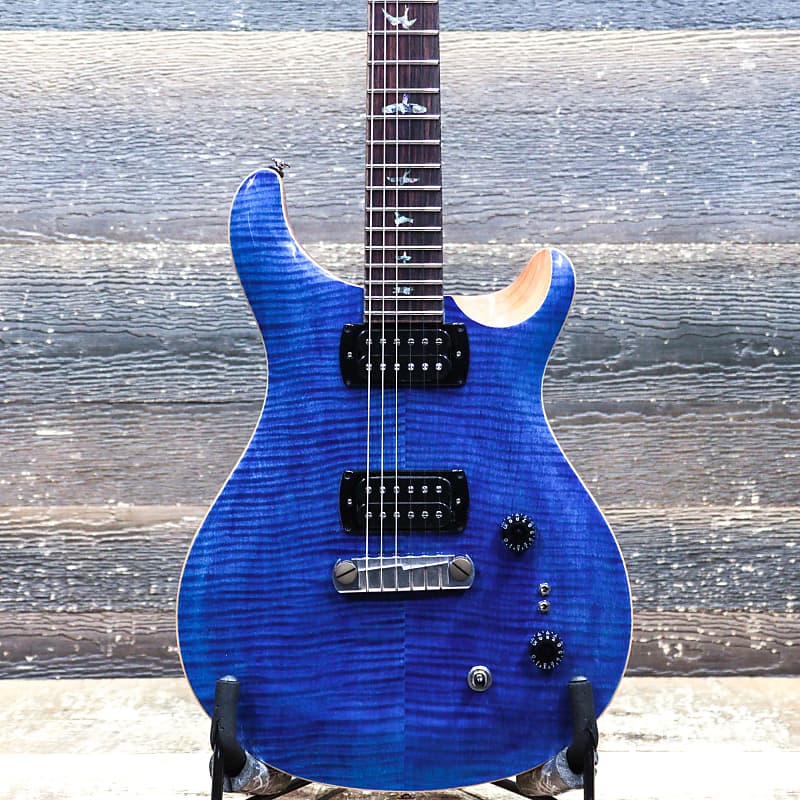 PRS SE Paul's Guitar Flame Maple Veneer Top Faded Blue | Reverb