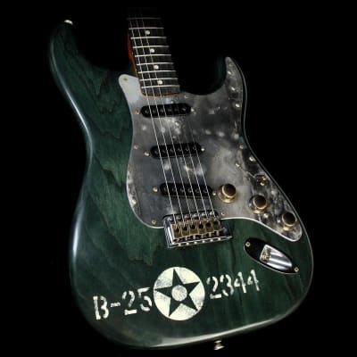 Fender Custom Shop Masterbuilt Yuriy Shishkov Pacific Battle Stratocaster Electric Guitar Transparent Green image 7