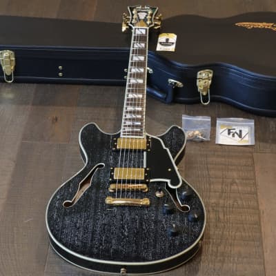 2021 D’Angelico Excel Mini DC Semi-Hollow Electric Guitar Black Dog + OHSC for sale