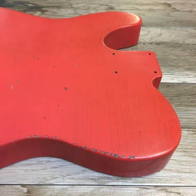 Franchin Mars guitar body FADED FIESTA RED nitro heavy relic cracks aged alder T-type image 13