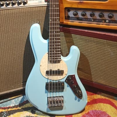 PeaceQ Custom 5 strings 24 frets bass 2023 - Bright blue image 9