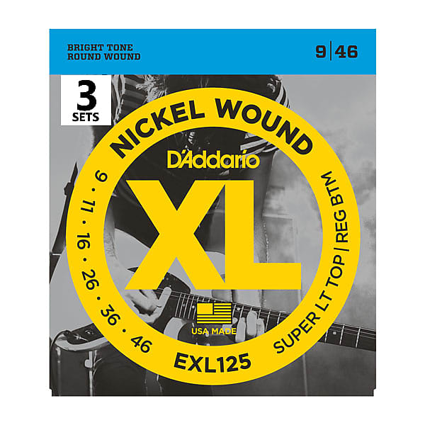 D'Addario EXL125-3D Nickel Wound Electric Guitar Strings Super Light Top/Regular Bottom Gauge 3-Pack image 1