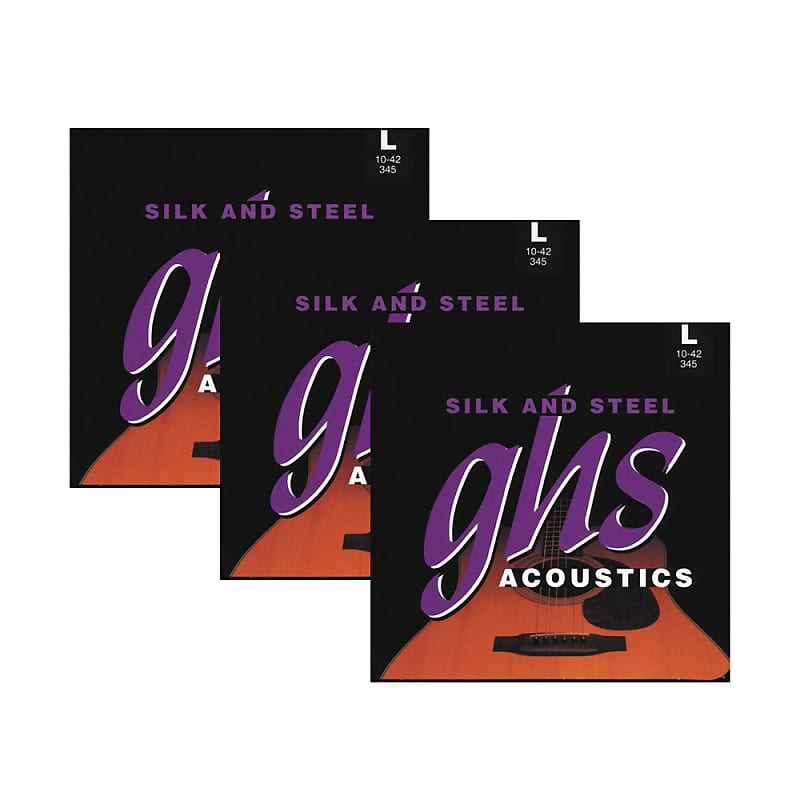 3Pack GHS Strings 345 Silk and Steel Light Acoustic Guitar Reverb