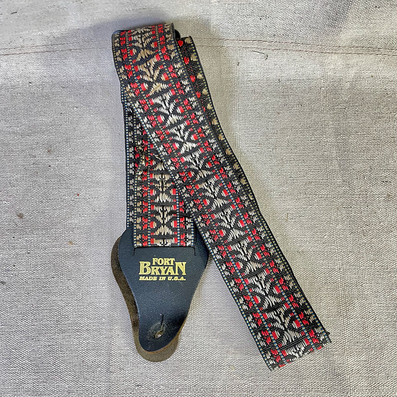 Fort Bryan USA Made Guitar Strap Black Red White Hootenanny | Reverb