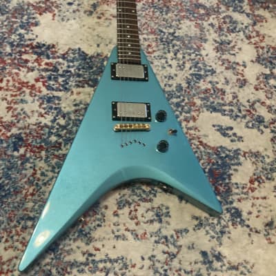 Quincy Texas ZX Flying V Shape Style Electric Guitar ZX5 2017 Blue 