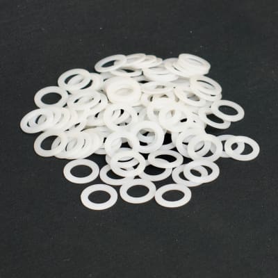 White Nylon Washers for Guitar Pedals and Footswitches, 12mm ID/20mm OD (Pkg. of 100) image 1