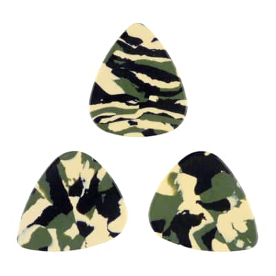 Immagine Celluloid Woodland Camo Guitar Or Bass Pick - 0.96 mm Heavy Gauge - 351 Style - 6 Pack New - 3