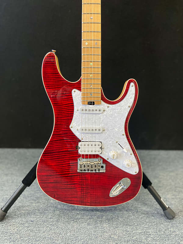 Aria Pro II  714 Mk2 Fullerton  Ruby Red Flame Top Electric Guitar   New! image 1