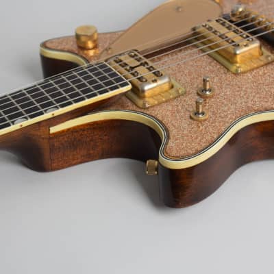Gretsch PX-6129 Champagne Sparkle Jet Semi-Hollow Body Electric Guitar (1962), ser. #46394, original blue-grey tolex hard shell case. image 15