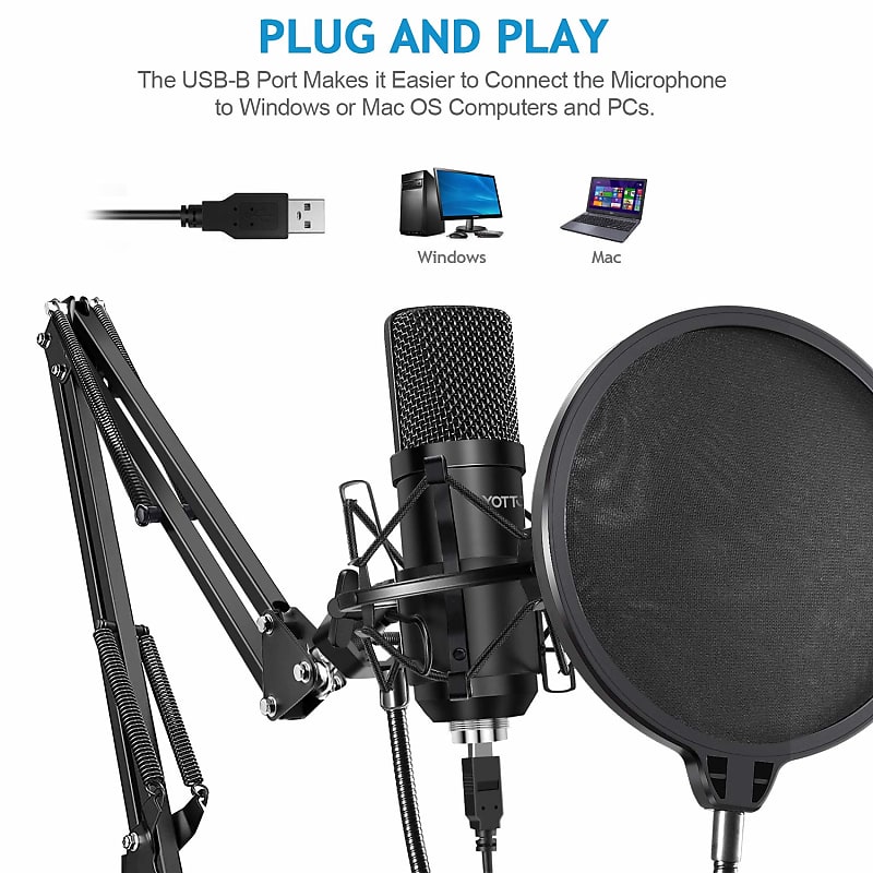 USB Streaming Podcast PC Microphone, SUDOTACK professional 192KHZ/24Bit  Studio Cardioid Condenser Mic Kit with sound card Boom Arm Shock Mount Pop  Filter, for Skype r Karaoke Gaming Recording 