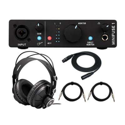 Arturia MiniFuse 1 USB-C Audio Interface (Black) Bundle w/ Headphones and Cables image 1