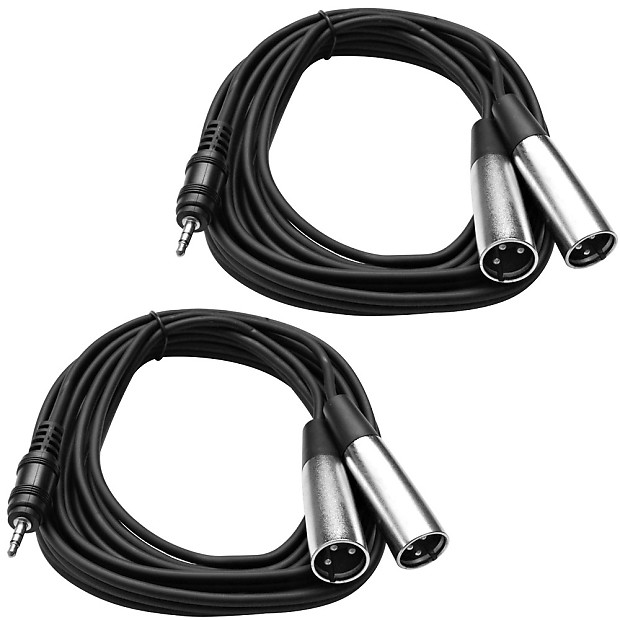 Immagine Seismic Audio SAiXLRY10-2PACK 1/8" Stereo TRS Male to Dual XLR Male Splitter Cables - 10' (Pair) - 1
