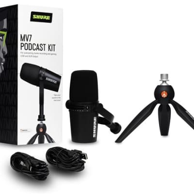 Shure MV7 USB Microphone With Manfrotto Pixi Tripod Stand Bundle Black image 3