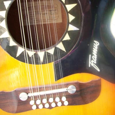 Framus 12-string Acoustic 5/297 Guitar and Hardshell Case 1960's sunburst image 3