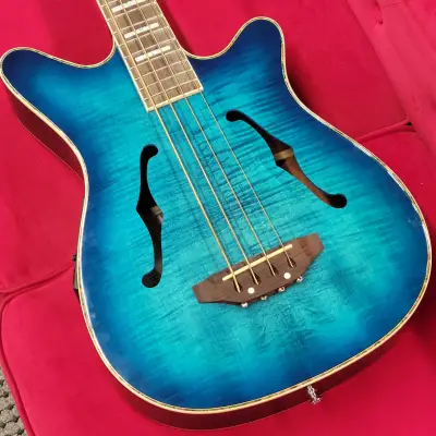 Galveston  W-100 Acoustic Electric Bass 1999 Trans Blue Flame Top image 1
