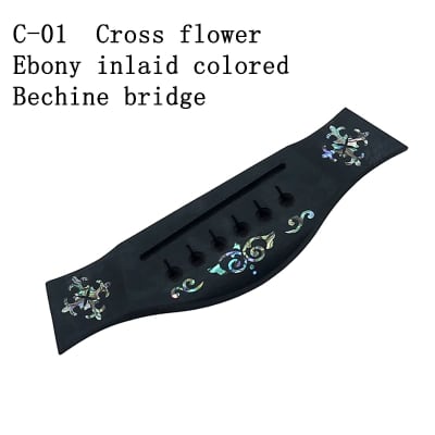 Acoustic Guitar Bridge Cross flower Ebony inlaid colored Bechine bridge for sale