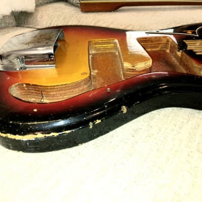 Silvertone 1490 Bass Guitar Body 1970 Sunburst Made in Japan image 8