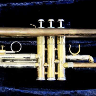 Olds Trumpet Unbranded Gold & Silver with Newer Conn Case Circa-1958-Gold & Silver image 12