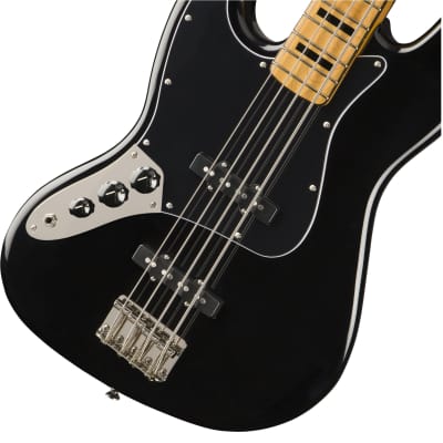 Squier Classic Vibe 70s Jazz Bass, Black, Left-Handed, Maple Fingerboard image 4