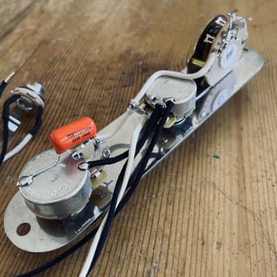 Fender Telecaster Wiring Harness Upgrade 500k CTS Pots .022 Orange Drop Cap Oak Grigsby Switch Plate/Knobs image 8