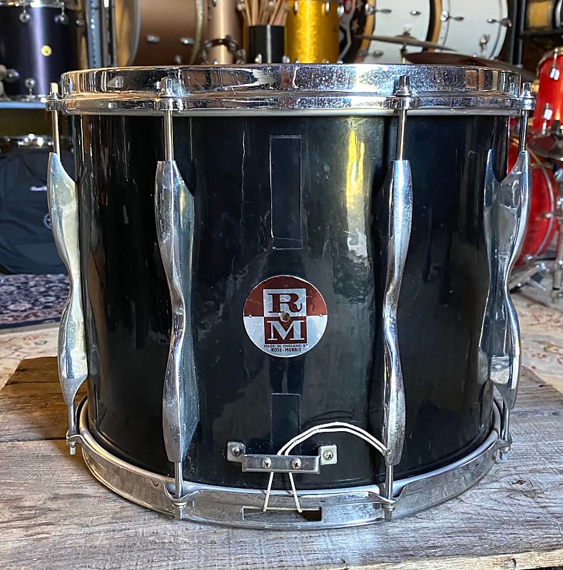 Rose Morris  Made in England 11.5x14" Marching Snare Drum / Black Wrap/ Fair Condition image 1