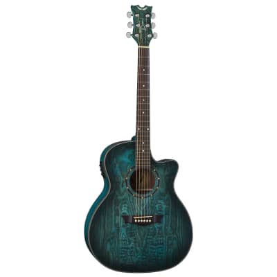 Dean Exotica Quilt Ash Trans Blue Acoustic/Electric Guitar, DMT Preamp, EQA TBLS for sale