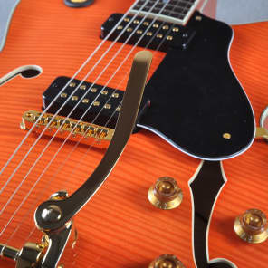 2016 Yamaha Hollow Body Electric Guitar AES 1500 Transparent Orange- Flame Maple Body w/Hardcase image 2