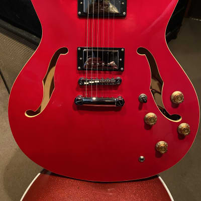 Deltatone 335 You’ll love this one! As-New Inspired by Gibson Cherry Red Semi Hollow Body Fabulous playing. Killer Set Up! image 2