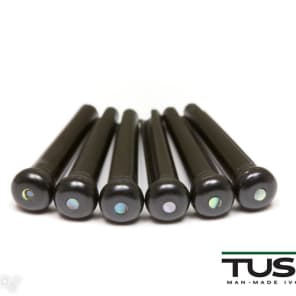 Graph Tech PP-2182-00 TUSQ Traditional Style Bridge Pin Set - Black with 2mm Paua Shell Dot Inlay (set of 6) image 4